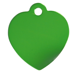 Aluminium Pet Tag Heart Shape with Hole Mount Large 35 x 31mm Green