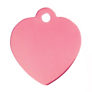Aluminium Pet Tag Heart Shape with Hole Mount Large 35 x 31mm Pink