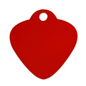 Aluminium Pet Tag Heart Shape with Hole Mount Large 35 x 31mm Red