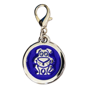Enamelled Metal Pet Tag Dog Inlay Round 25mm  Blue
