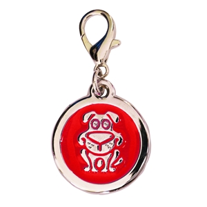 Enamelled Metal Pet Tag Dog Inlay Round 25mm  Red