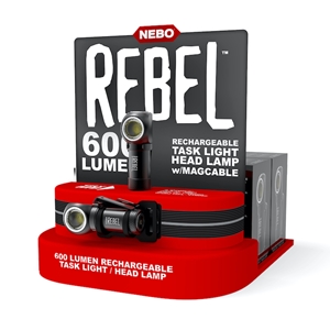 Nebo Rebel 600 Lumen Task Light.  (with Counter Top Display, 12 Torches)