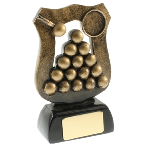 5.75 Inch Resin Snooker, Pool Shield Award Gold. Special Trophy Clearance Price £1.50
