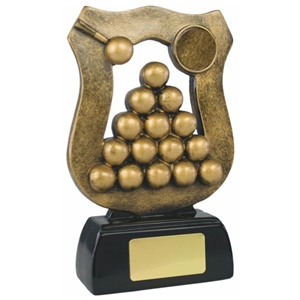 6.75 Inch Resin Snooker, Pool Shield Award Gold. Special Trophy Clearance Price £1.95
