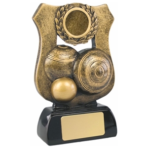 5.75 Inch Resin Bowling Shield Award Antique Gold. Special Trophy Clearance Price £1.50