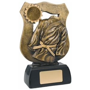 6.75 Inch Resin Martial Art Shield Award Antique Gold. Special Trophy Clearance Price £1.95