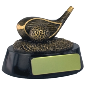 2.5 Inch Resin Golf Driver Award Antique Gold. Special Trophy Clearance Price £1.50