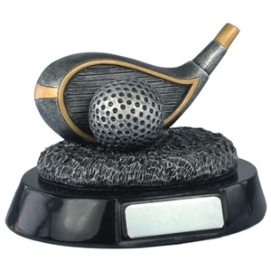 4 Inch Resin Golf Driver Award Antique Silver. Special Trophy Clearance Price £1.95
