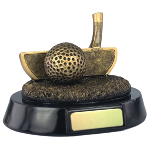 4 Inch Resin Golf Putter Award Antique Gold. Special Trophy Clearance Price £1.95