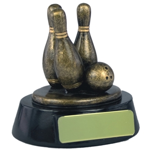 3.25 Inch Resin 10 Pin Bowling Award Antique Gold. Special Trophy Clearance Price £1.50