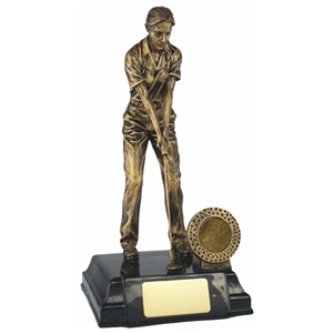 9.25 Inch Resin Female Golfer Award Antique Gold. Special Trophy Clearance Price £1.95