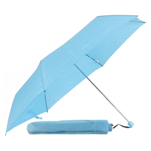 Mini Pencil Slim Umbrella W/Rubberised Handle Light Blue