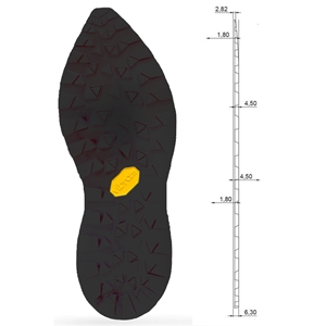 Vibram 1474 Zegama Sole Unit Black, Size 42/44 Length 12 3/4 Inch - 323mm