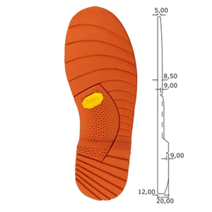 Vibram 1685 Mombello Orange Size 113 Length 13 3/4 Inch / 349mm