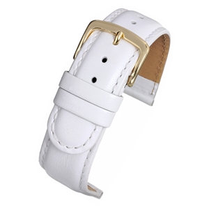 White Padded High Grade Watch Strap Classic Stitched 18mm