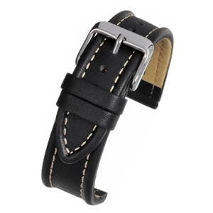 Black Watch Strap Nubuck Lined With White Stitching 12mm