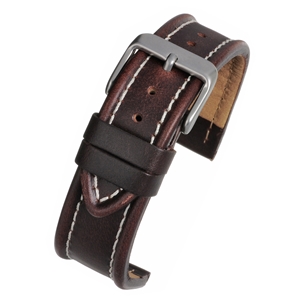 Brown Watch Strap Nubuck Lined With White Stitching 12mm