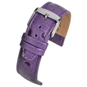Calf High Grade Ostrich Grain Nubuck Lined Watch Strap Purple 12mm