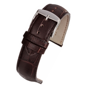 Superior Padded Crocodile Grain With a Stitched Edge  Watch Strap 18mm. Brown