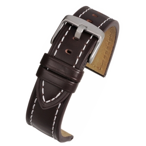 Modern Cut Edge With Contrasting Stitching  Watch Strap 18mm. Brown