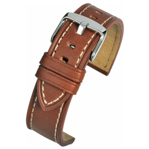 Modern Cut Edge With Contrasting Stitching  Watch Strap 18mm. Tan