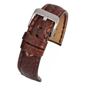High Grade Leather Stitched By Hand  Watch Strap 18mm. Brown