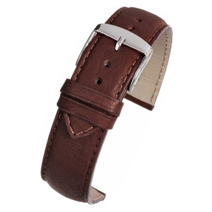 Superior Padded Vintage Style Leather With a Stitched Edge  Watch Strap 18mm. Brown