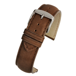 Superior Padded Vintage Style Leather With a Stitched Edge  Watch Strap 18mm. Tan