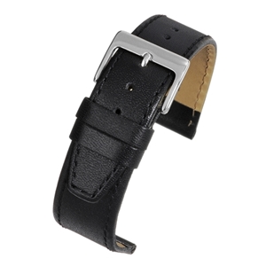 Black Calf Watch Strap Matt Finish With A Stitched Edge 08mm Extra Long