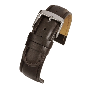 Brown Padded Calf Watch Strap Classic Stitched 16mm Extra Long