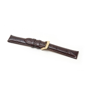 High Grade Crocodile Finished Nubuck Lining Watch Strap 18mm Brown Extra Long