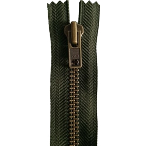 YKK Metal 8g Antique Brass Finish, 2-way moveable top and bottom slider, 80cm Green 190