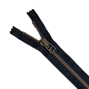 YKK Antique Brass No 8 Closed End Zip with square slider Navy Blue 42.5cm approx 17 inches
