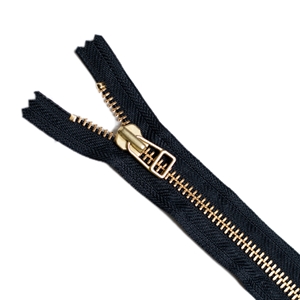 YKK Golden Brass No 8 Closed End Zip with square slider Navy Blue 42.5cm approx 17 inches