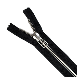 YKK Silver Colour  No 8 Closed End Zip with square slider Black 42.5cm approx 17 inches