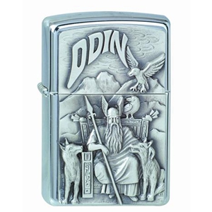 Zippo Lighter Brushed Chrome PL 200 Viking Odin Emblem