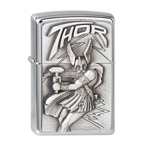 Zippo Lighter Brushed Chrome PL 200 Viking Thor Emblem