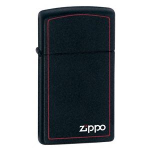 Zippo Black Matte Lighter Slim -With Logo & Border