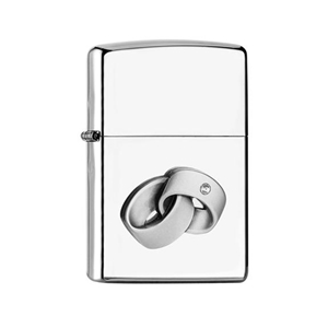 Zippo Lighter High Polish Chrome PL 250 WEDDING RINGS Emblem