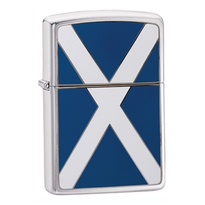 Zippo Brushed Chrome Lighter Scotland Flag Emblem