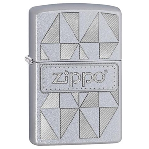Zippo Lighter, Satin Chrome with Logo