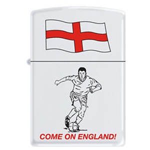Zippo White Matte Lighter 214COE Come On England