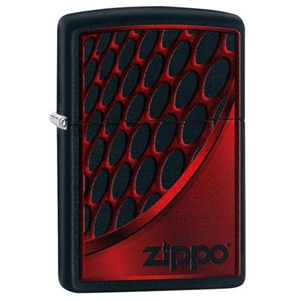 Zippo Lighter, Black Matte, Red with Logo