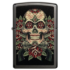 Zippo Lighter, Skull Roses Design