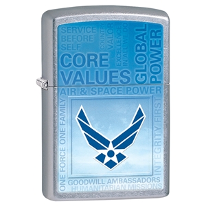 Zippo Lighter Street Chrome USAF Core Values