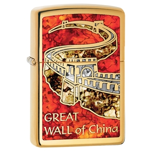 Zippo Lighter High Polish Brass - Great Wall Of China