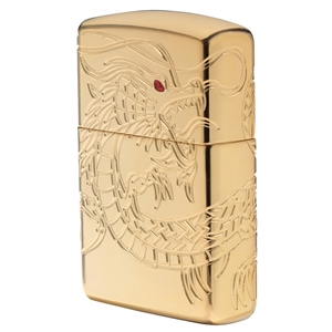 Zippo Lighter High Polish Gold Plate - Armor Dragon - Charles Birch Ltd