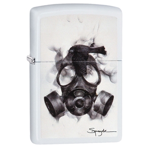Zippo Bird on Gas Mask, White Matt e Lighter