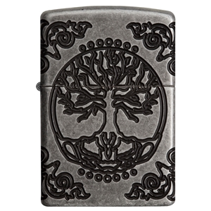 Zippo Lighter Antique Silver Plate, Armor, Tree Of Life