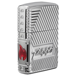 Zippo Lighter High Polish Chrome, Armor, Zippo Bolts Design